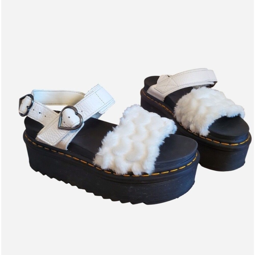 Dr. Martens Womens Voss Quad Fluffy Faux Fur Platform Sandals Size 8 Indie alt